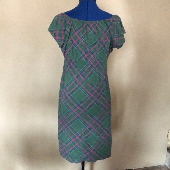 Green/Marroon Cotton Dress - Picture 3 of 3